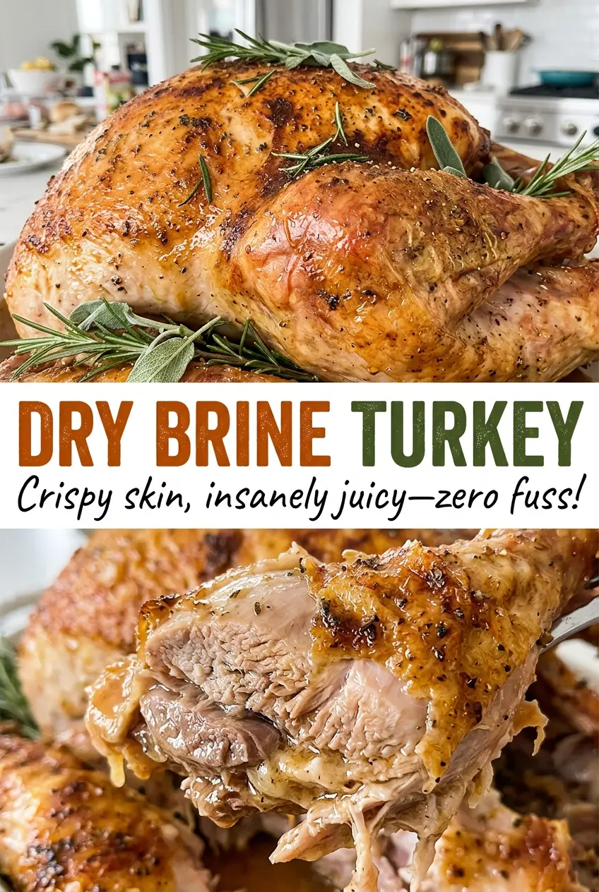 Dry Brine Turkey golden roasted whole bird