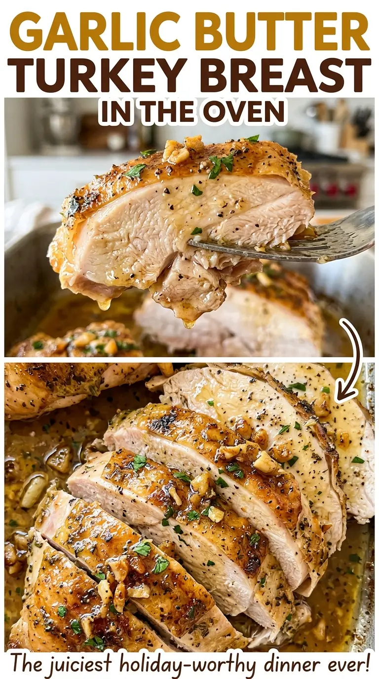 Garlic Butter Turkey Breast in the Oven savory tender slices