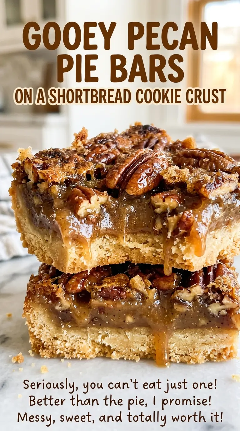 Gooey pecan pie bars glossy pecan filling