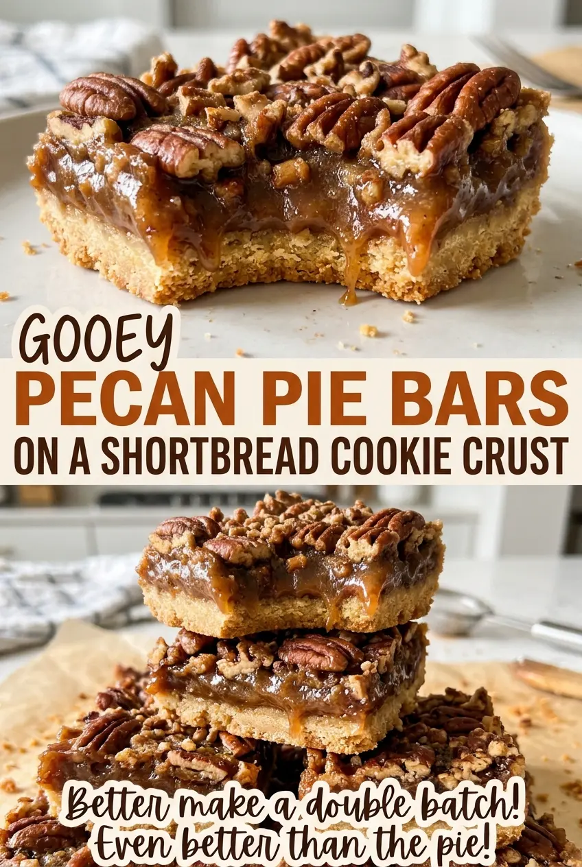 Gooey pecan pie bars golden shortbread crust