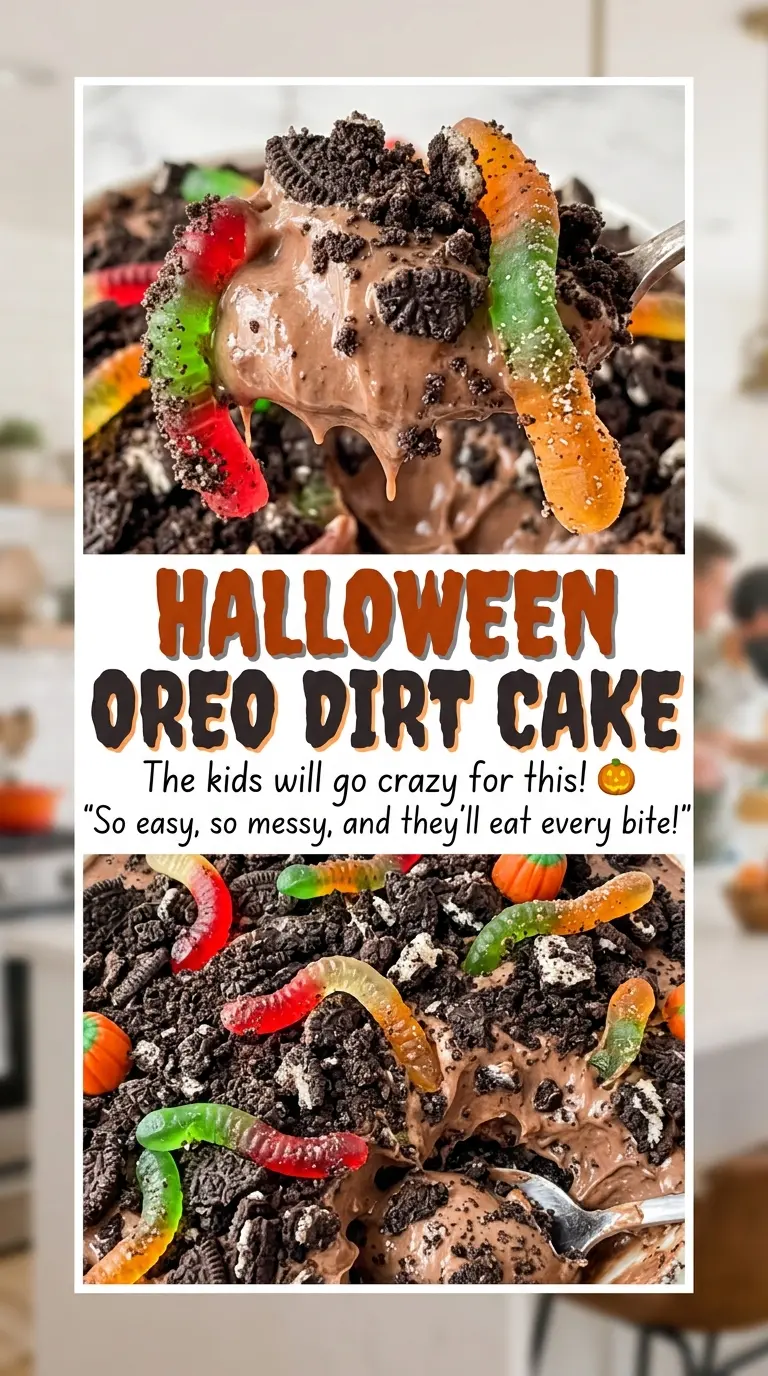 Halloween Oreo Dirt Cake creamy layered dessert