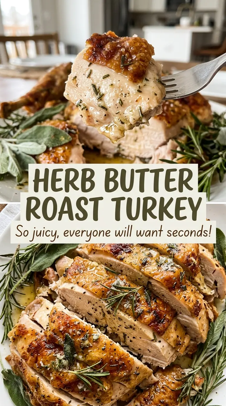 Herb Butter Roast Turkey golden browned skin