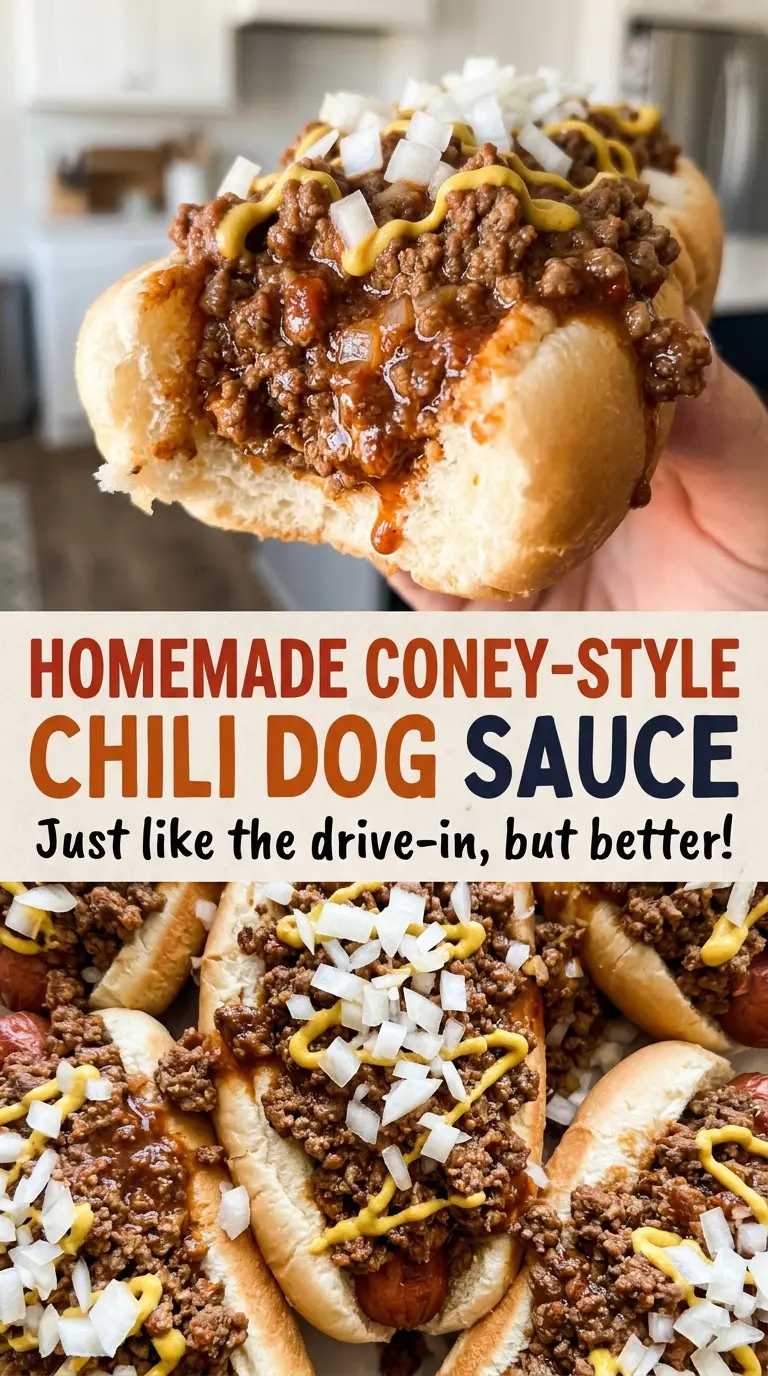 Homemade Coney-Style Chili Dog Sauce finely textured spoonable