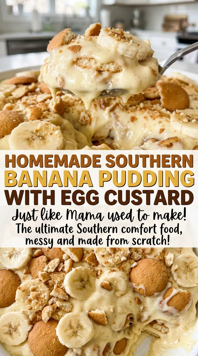 Homemade Southern banana pudding with creamy custard