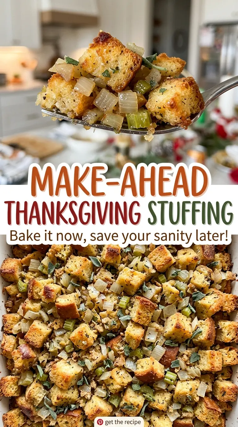 Make-Ahead Thanksgiving Stuffing savory herb filling