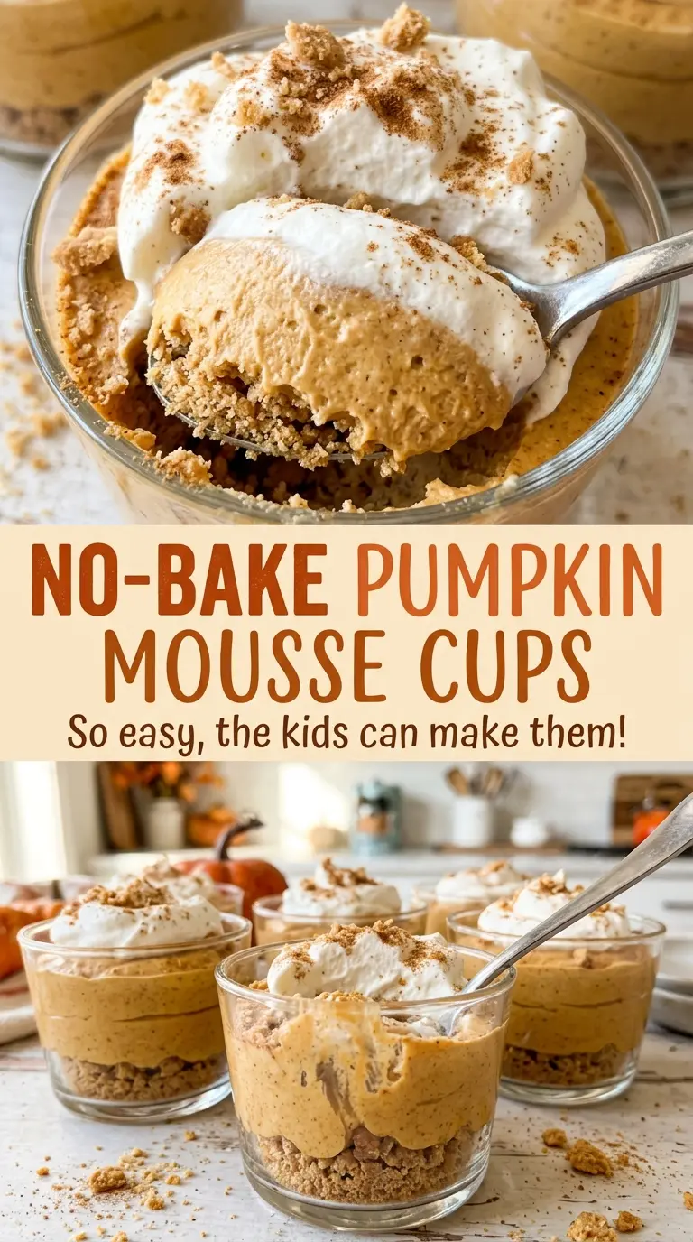 No-Bake Pumpkin Mousse Cups with creamy layers