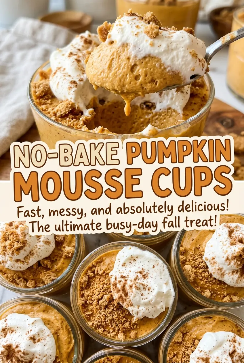 No-Bake Pumpkin Mousse Cups with creamy layers
