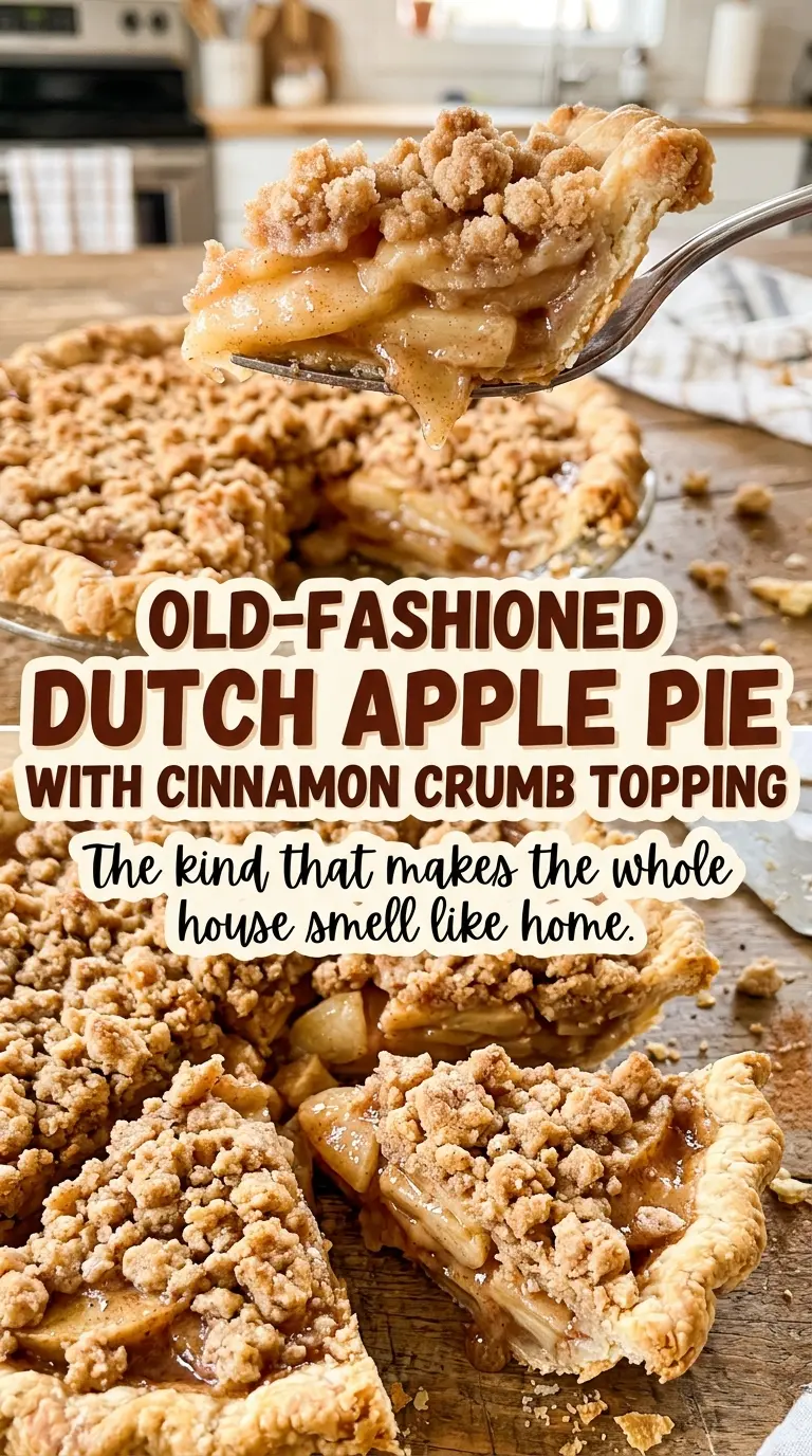 Old-Fashioned Dutch Apple Pie with Cinnamon Crumb Topping flaky slice