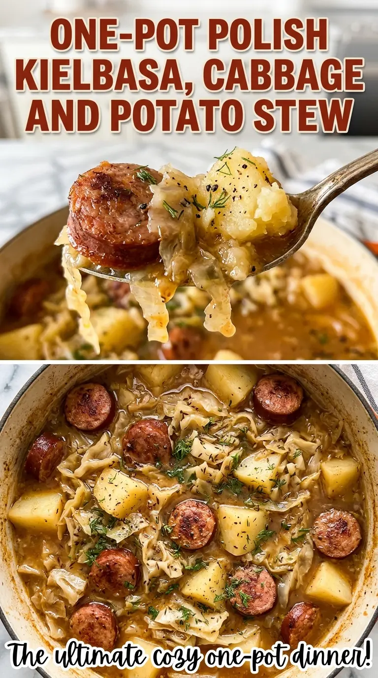 Kielbasa cabbage potato stew tender vegetables