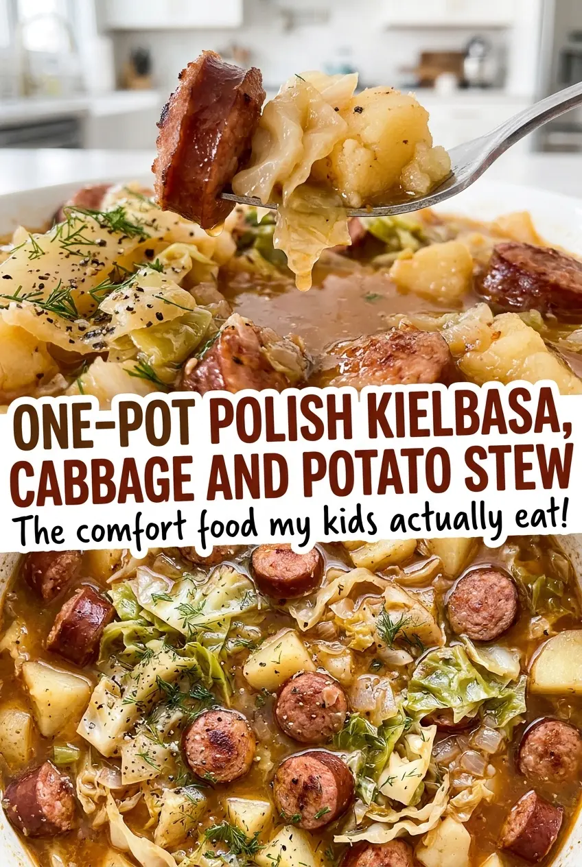 Polish kielbasa cabbage potato stew hearty bowl