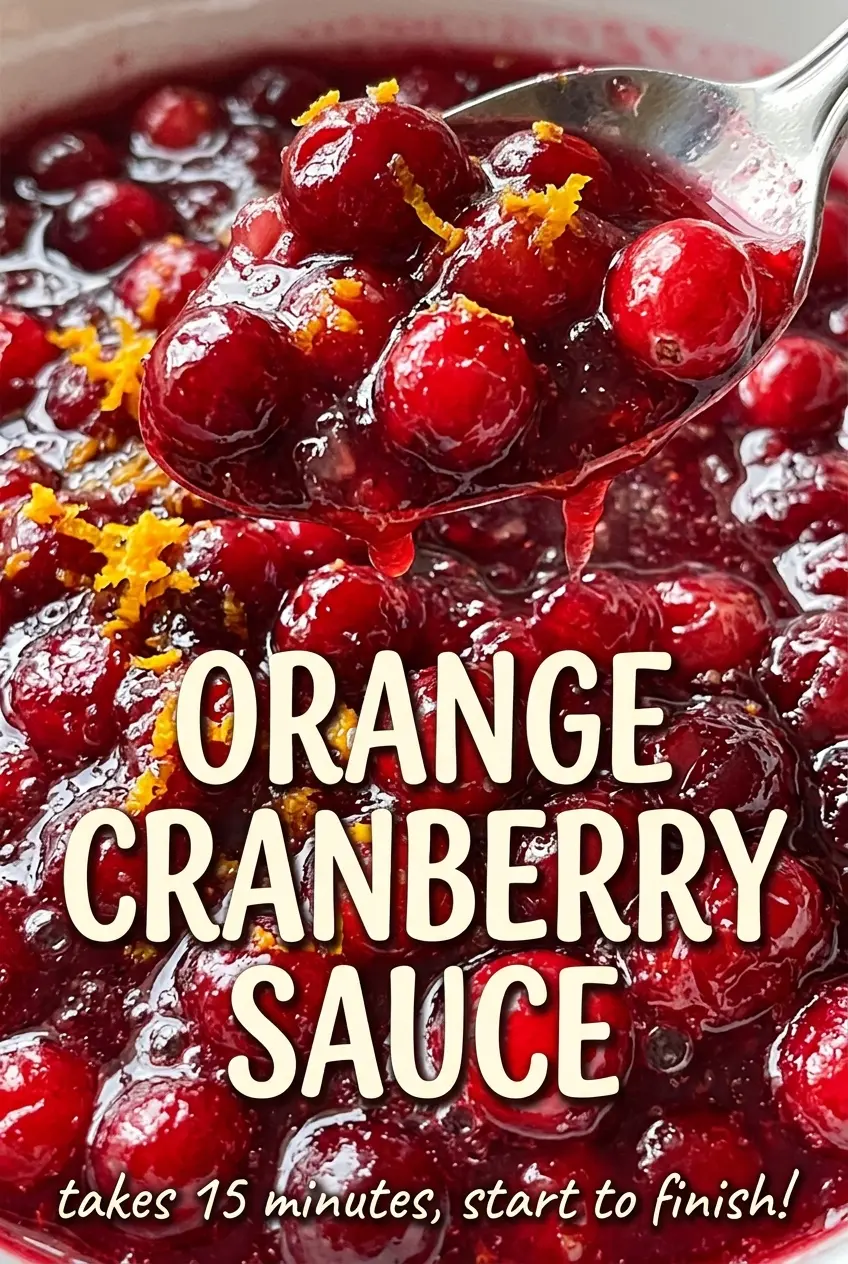Orange cranberry sauce with glossy ruby berries