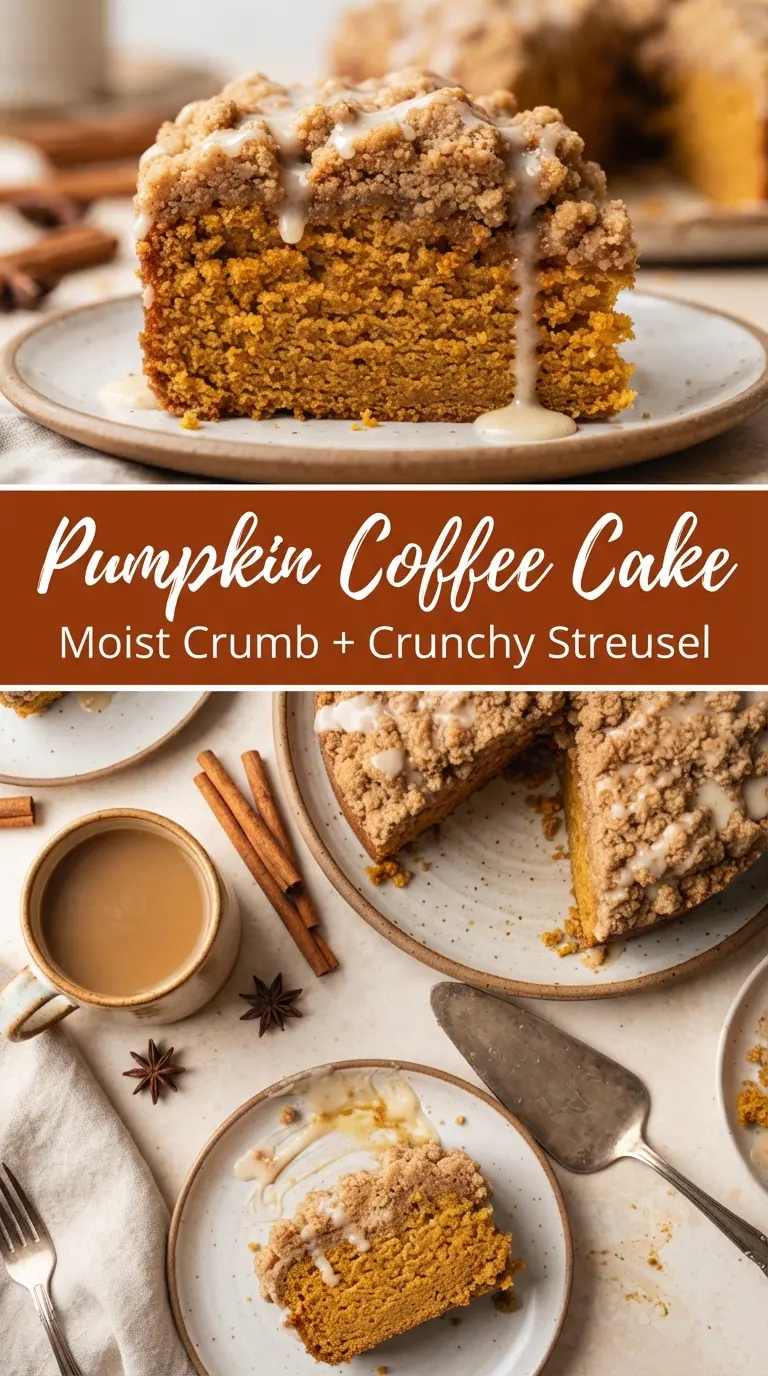 Pumpkin Coffee Cake soft moist crunchy streusel vanilla glaze