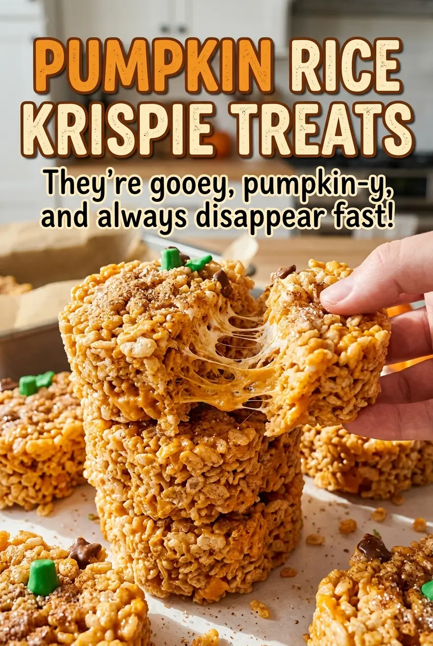 Pumpkin Rice Krispie Treats soft spiced squares