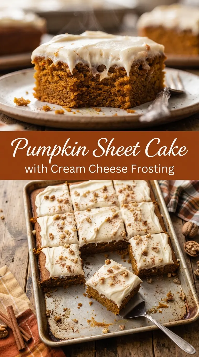 Pumpkin Sheet Cake with Cream Cheese Frosting moist spiced frosted