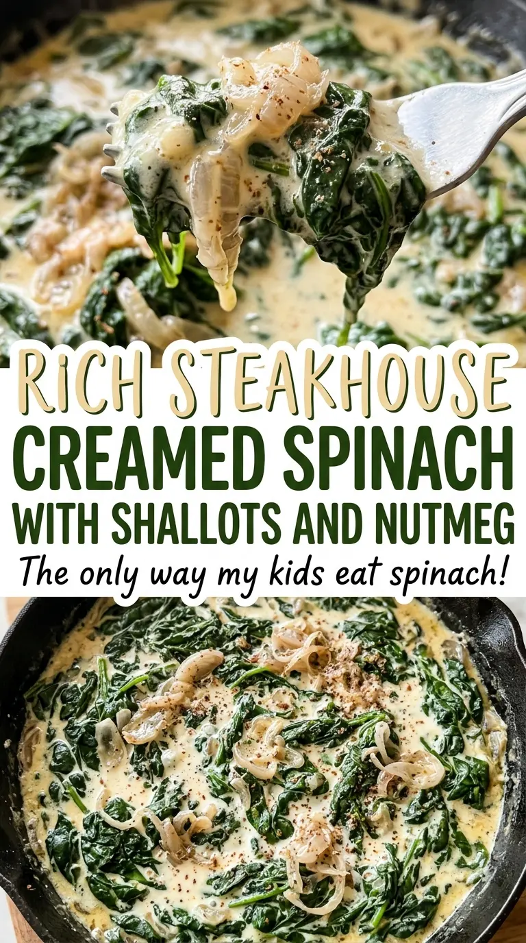 Rich Steakhouse Creamed Spinach with Shallots and Nutmeg creamy savory side