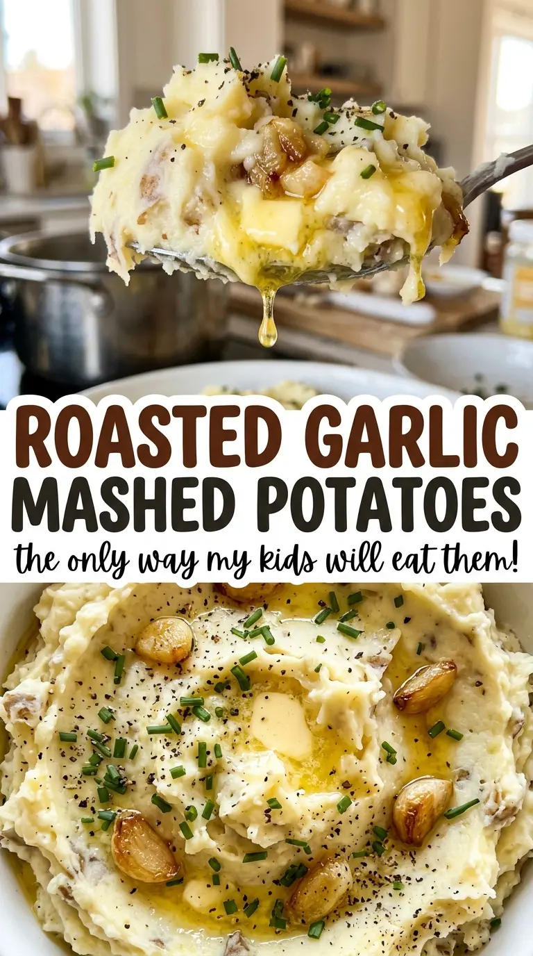 Roasted garlic mashed potatoes fluffy buttery mash