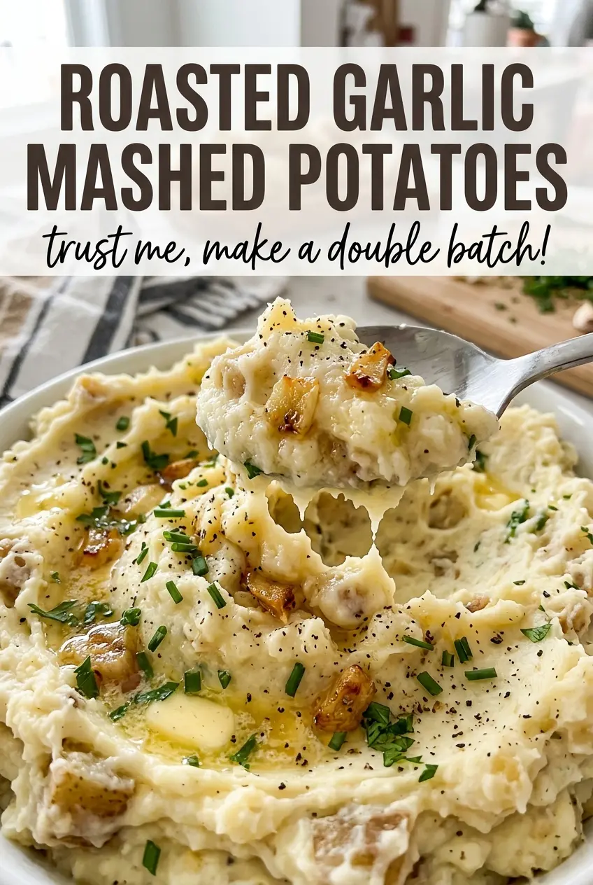 Roasted garlic mashed potatoes creamy golden mash