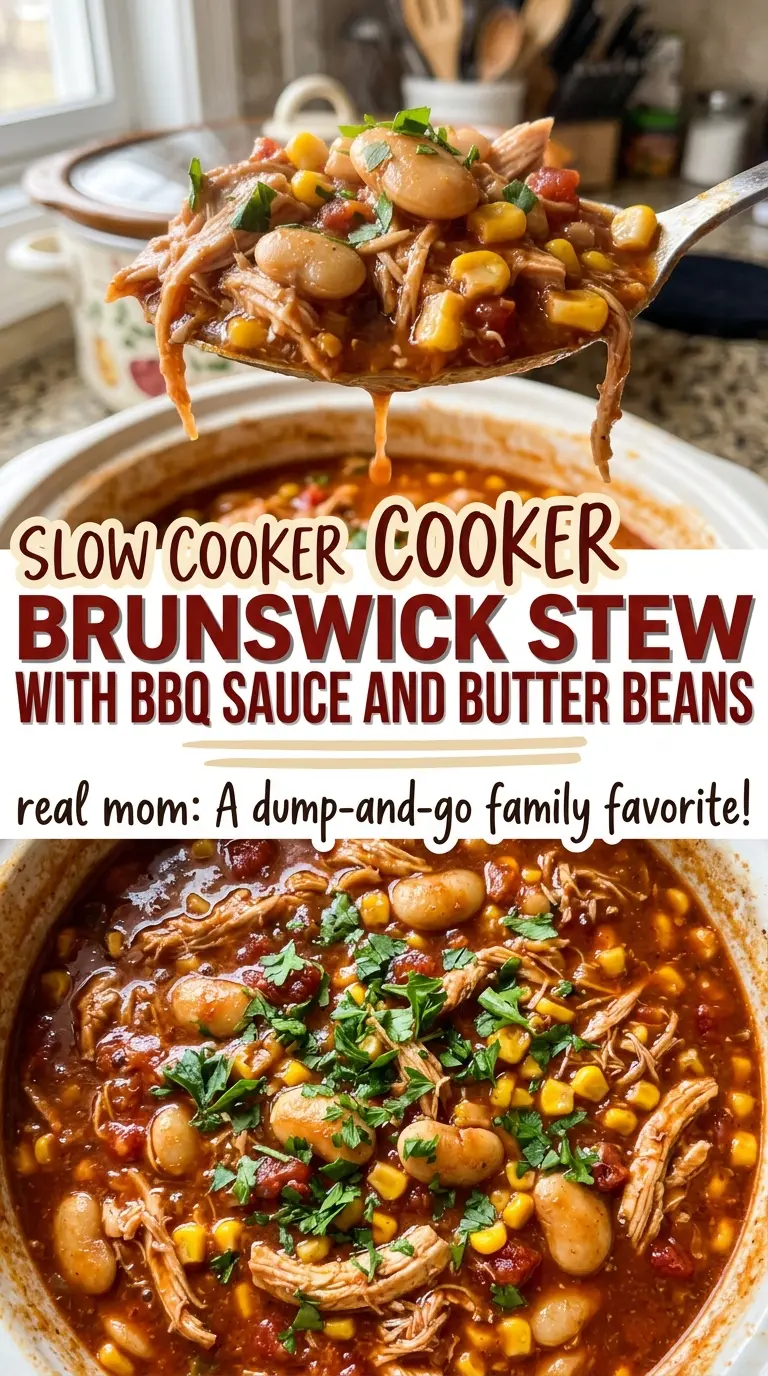 Slow Cooker Brunswick Stew with BBQ Sauce and Butter Beans, hearty and smoky