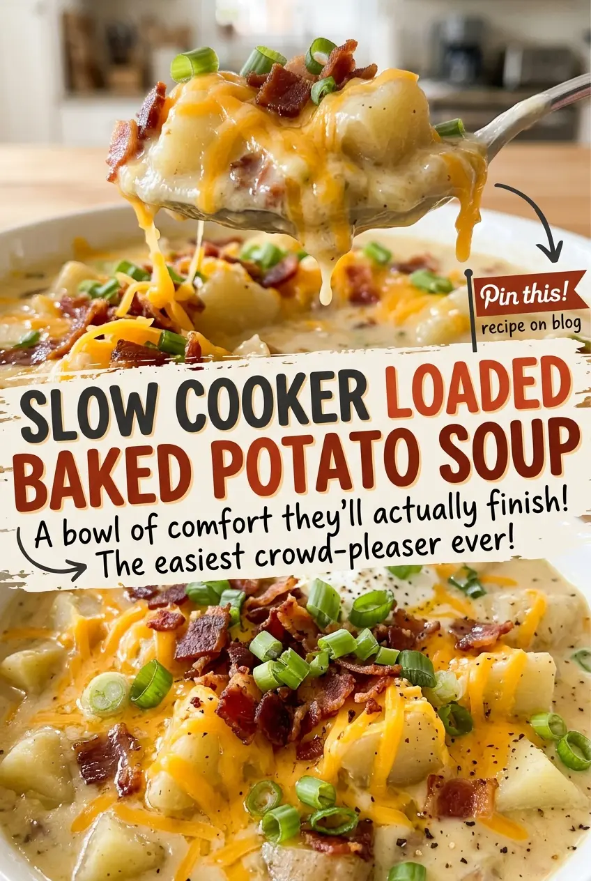 Slow Cooker Loaded Baked Potato Soup creamy loaded bowl