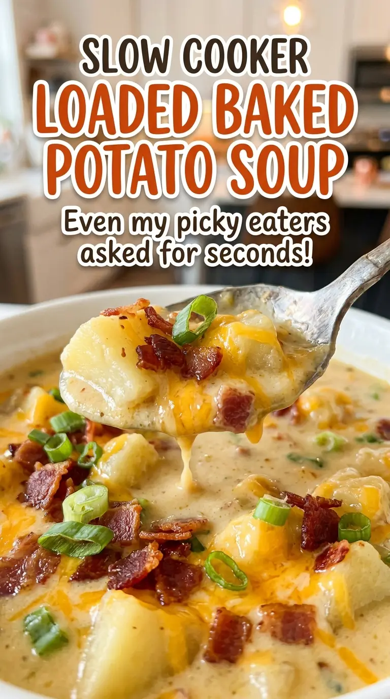 Slow Cooker Loaded Baked Potato Soup bacon cheddar