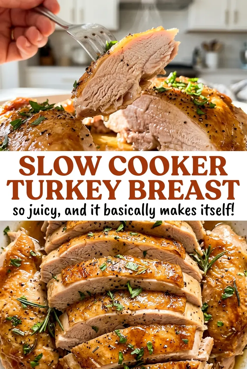 Slow Cooker Turkey Breast tender juicy slices