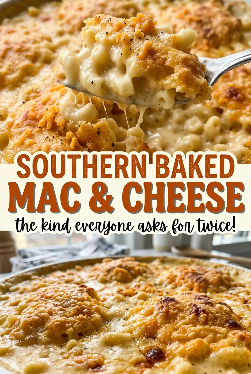 Southern Baked Mac and Cheese with golden cheesy top