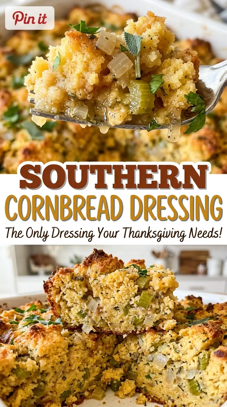 Southern Cornbread Dressing golden crumbly bake