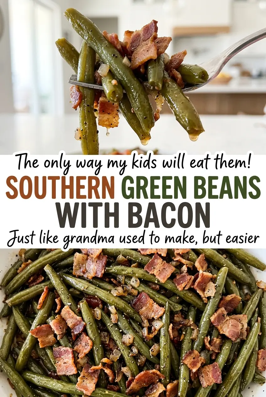 Southern Green Beans with Bacon, tender and savory