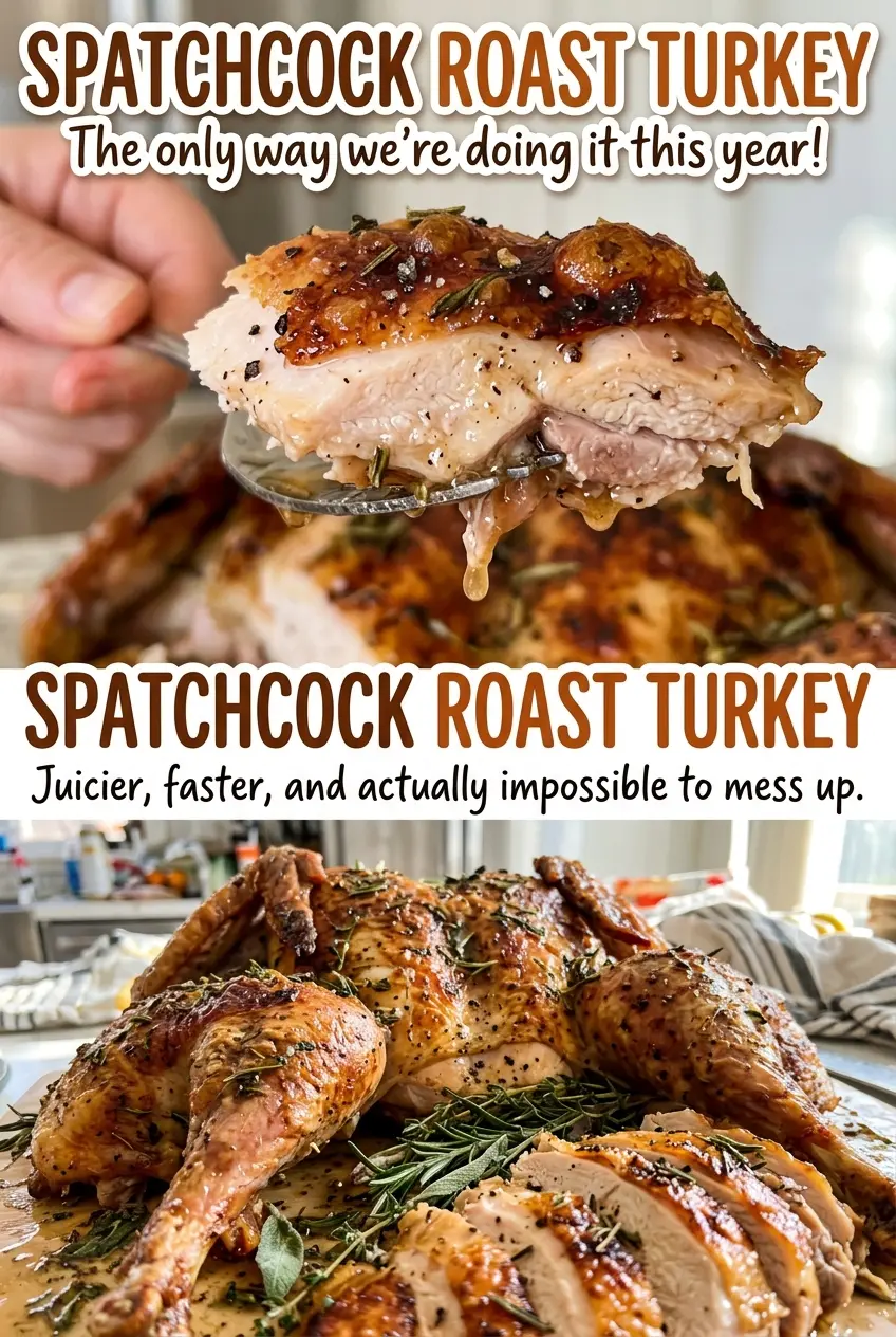 Spatchcock Roast Turkey golden herb butter