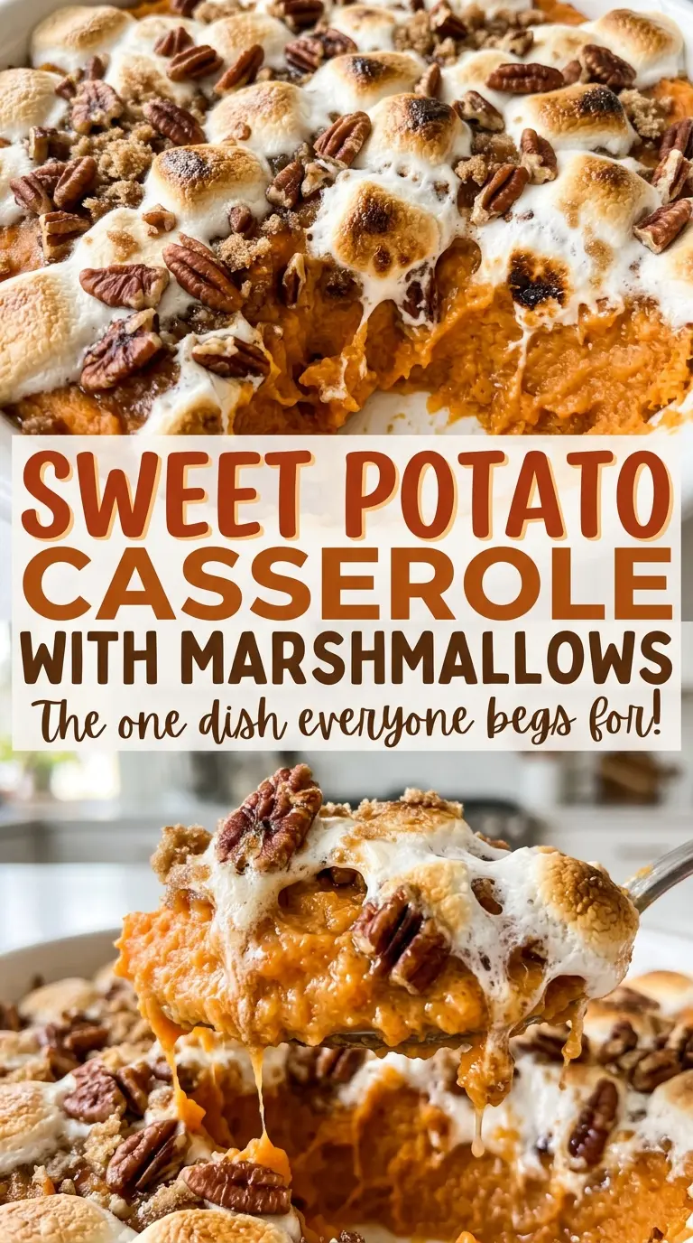 Sweet Potato Casserole with Marshmallows soft sweet potato filling