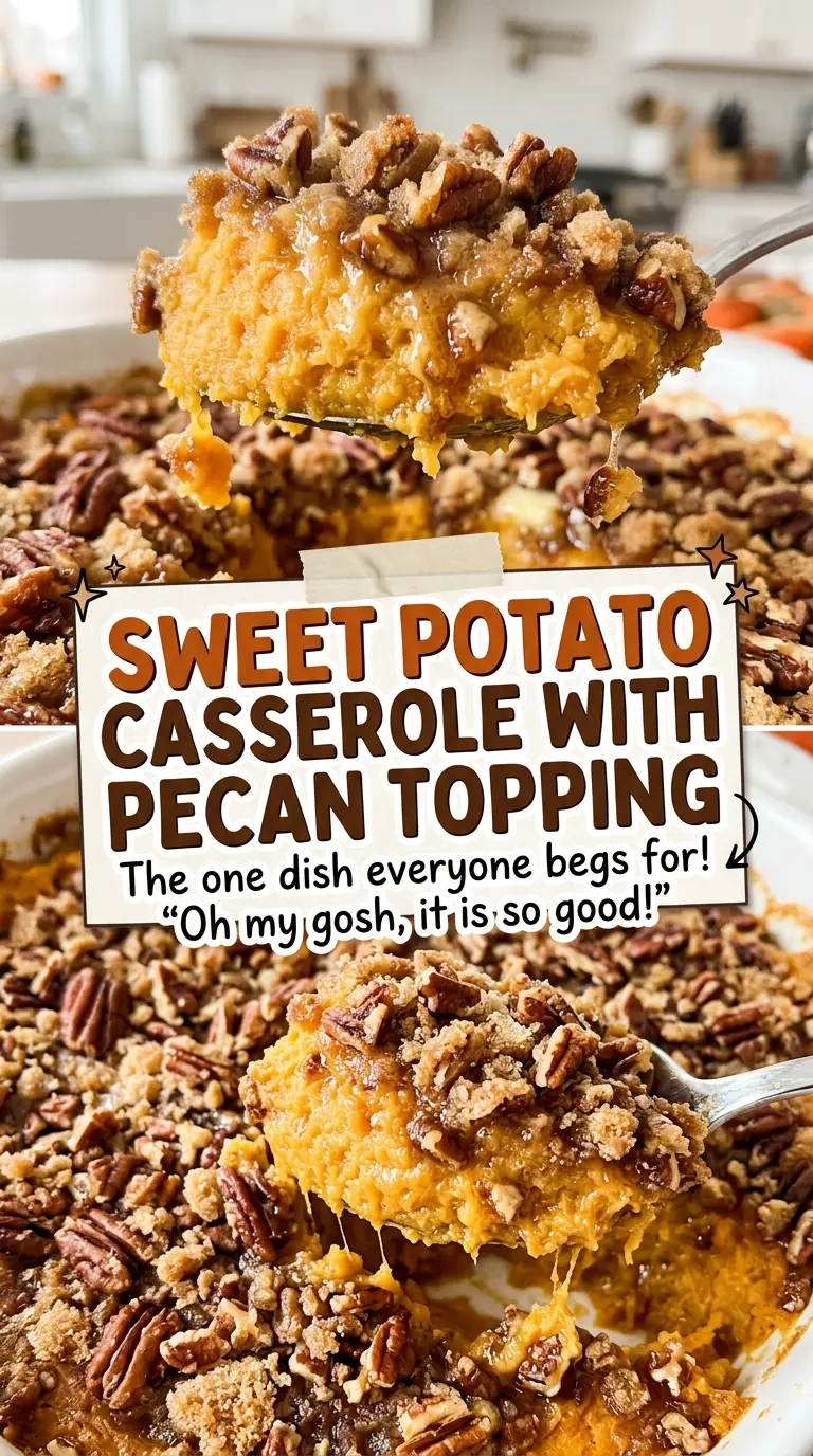 Sweet potato casserole with pecan topping toasted pecan crumble