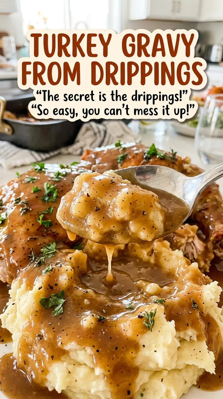 Turkey gravy from drippings, silky savory homemade