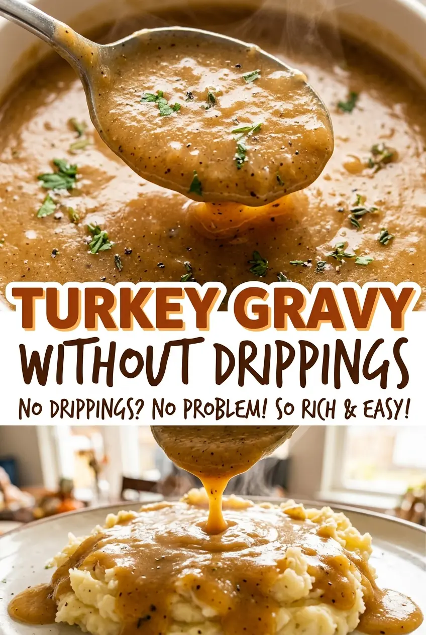 Turkey gravy without drippings, smooth golden spoonable