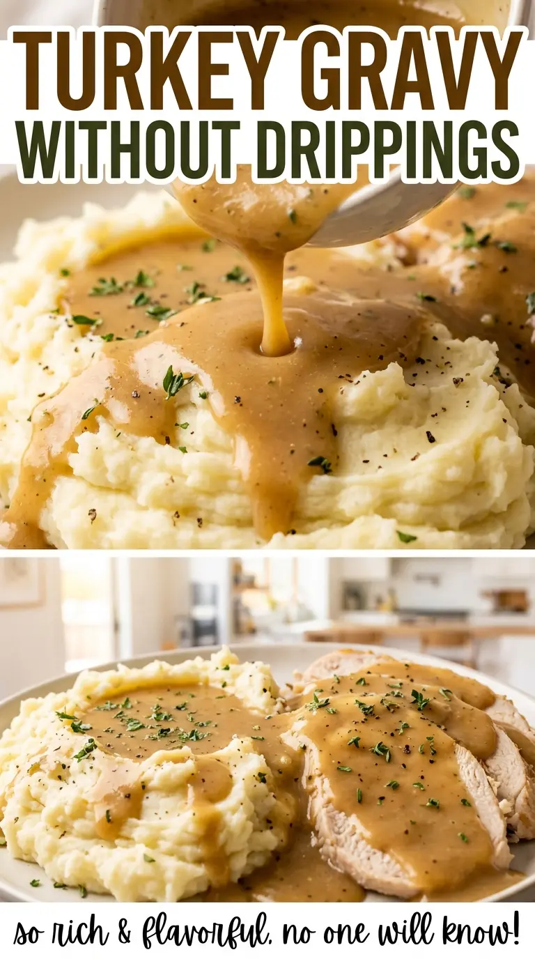 Turkey gravy without drippings, glossy savory homemade