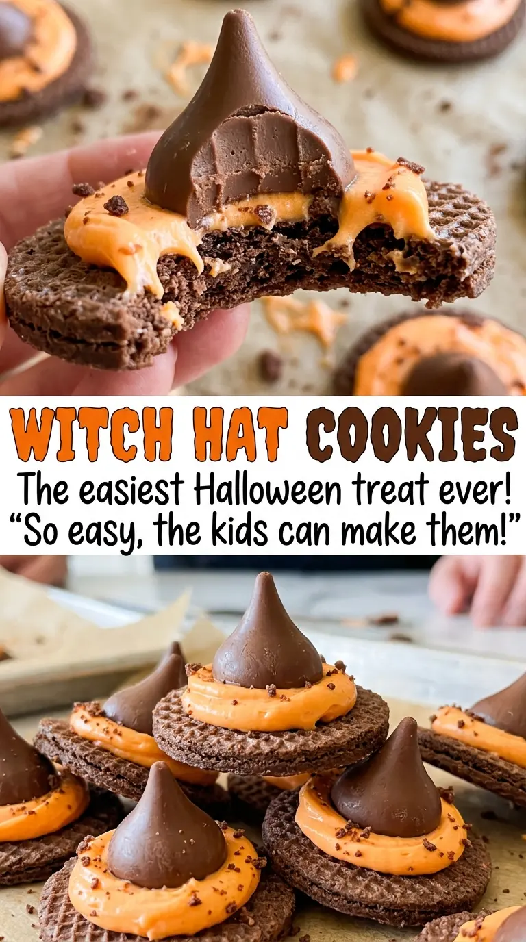 Witch Hat Cookies chocolate-striped orange-iced